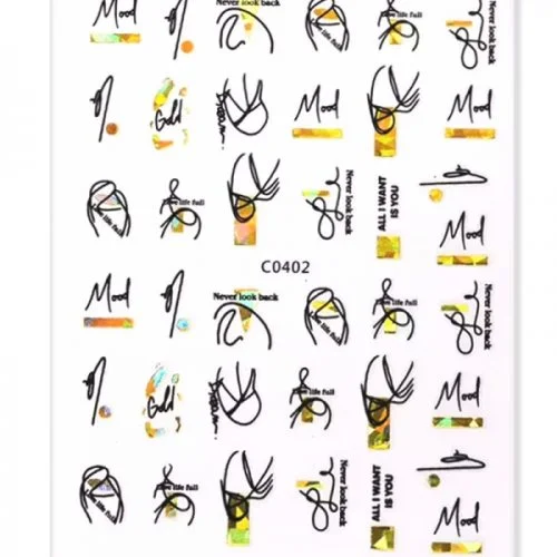 3D Metallic Sticker - schwarz - gold - C401