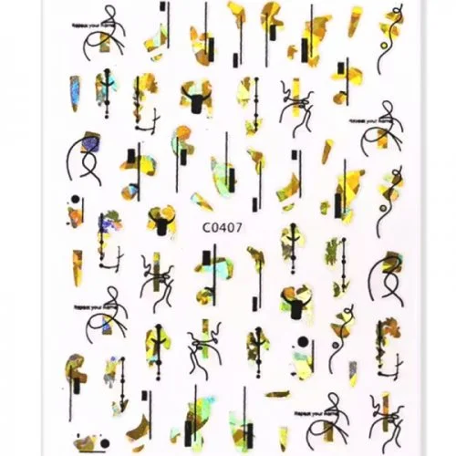 3D Metallic Sticker - schwarz - gold - C0407