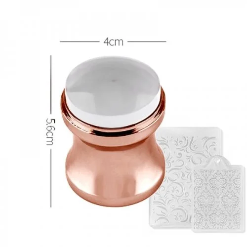 Nail Art Stamping Stempel mit Scraper rosegold
