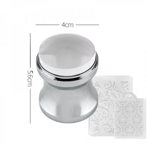 Nail Art Stamping Stempel mit Scraper silber