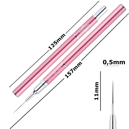 Designer Nail Art Pinsel Pink - Fine Liner 11mm  Nageldesign Nägel Nail