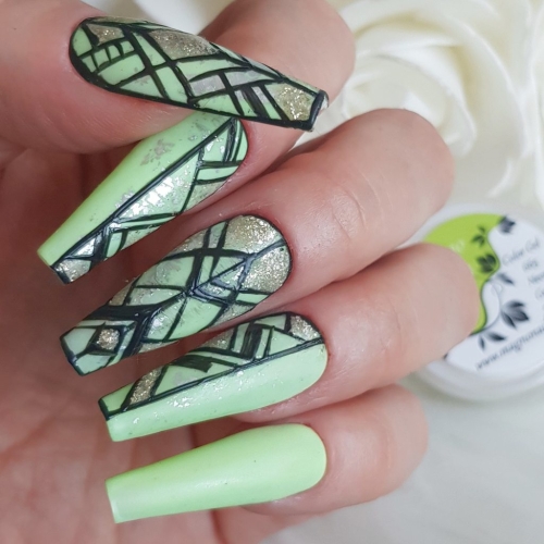 Preview: Pastel Nägel - Pastel grüne Fullcover Nägel Streifen