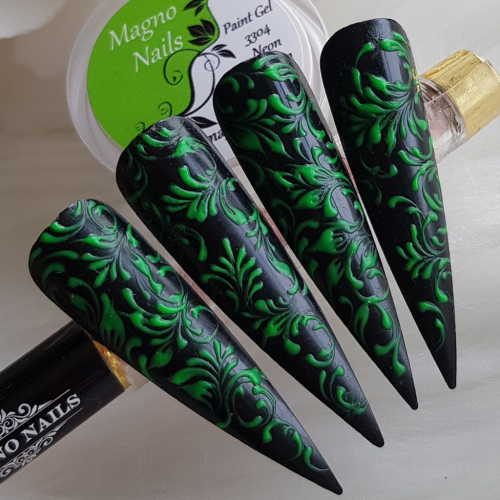 Preview: edle Nägel - Nail Art Ideen - Nageldesign Schnörkel grün
