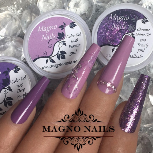 Preview: Naildesign Ideen - Herbst Nägel Braun Lila Flieder Glitter