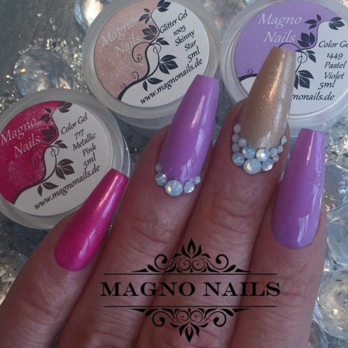 Preview: Nägel Ideen - Lila Beige Flieder Pink