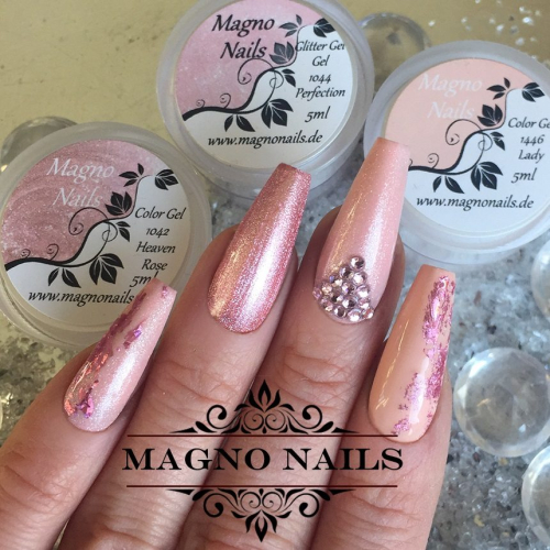 Preview: Naildesign Ideen - Sommer Nägel Hellrosa rosa Glitter