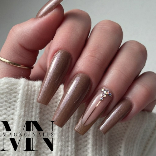 Preview: Perl Metallic Nude - Braune Nägel - Nageldesign Ideen schlicht Ballerina
