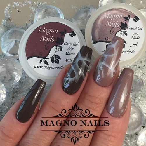 Preview: Nail Art Ideen - Herbst Nägel Braune Nude Beige Airbrush