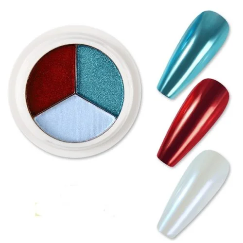 3 x Perlglanz - Chrome Pigment - Nail Art Powder