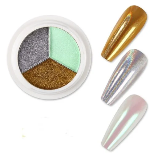 3 x Perlglanz - Chrome Pigment - Nail Art Powder