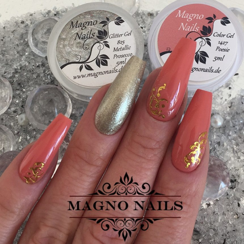 Preview: Herbst Nägel Orange Gold Nägel