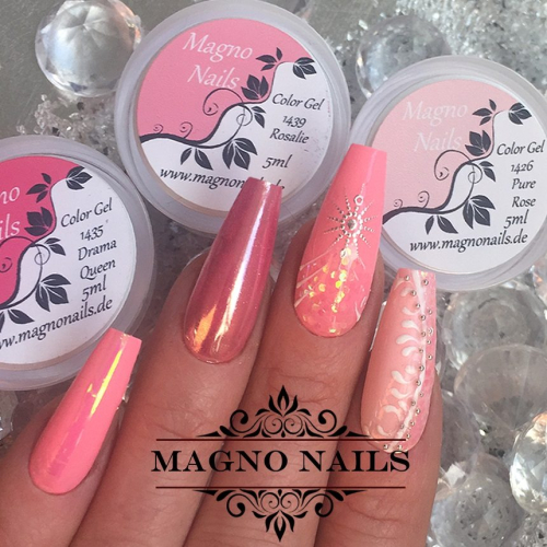 Preview: Naildesign Ideen - Sommer Pinke Nägel Rosa Chrom
