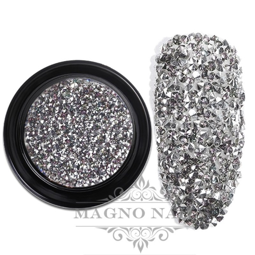 3D Micro Glas Strasssteine - Silver rund Ministrasssteine Nailart Nail Art