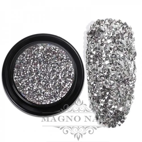 3D Micro Glas Strasssteine - Silver rund Ministrasssteine Nailart Nail Art