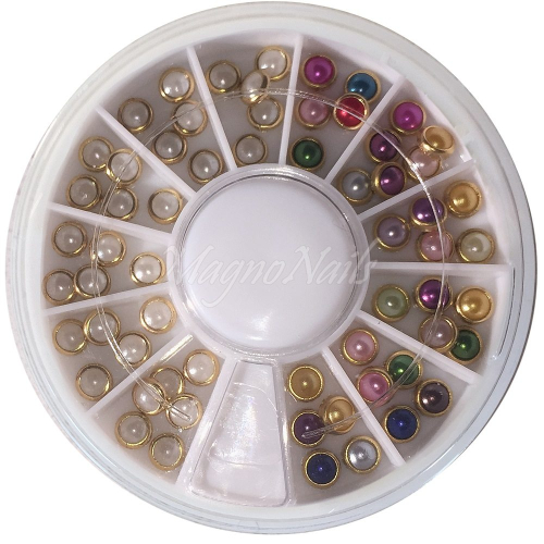 Einlegemotive - Halbperlen bunt in einer Rondell Nail Art Nails Nagel Nögel Nailart Einleger