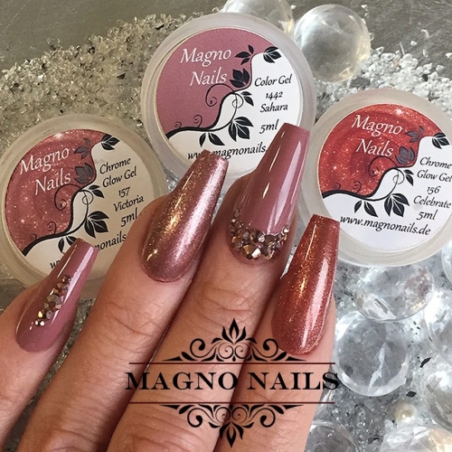 Preview: Naildesign Ideen - Herbst Nägel Braun Nude Chrome