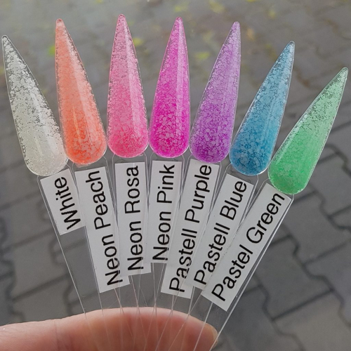 Preview: Confetti Neon Nägel - Matte Pailetten Gel