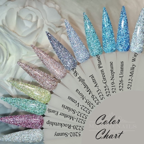 Preview: Farbpalette Disco Gele Reflektierend Glitter Glitzer Flash Effekt Nägel Nageldesign Nails Farbkarte Colorchart Nageltips Farbtips