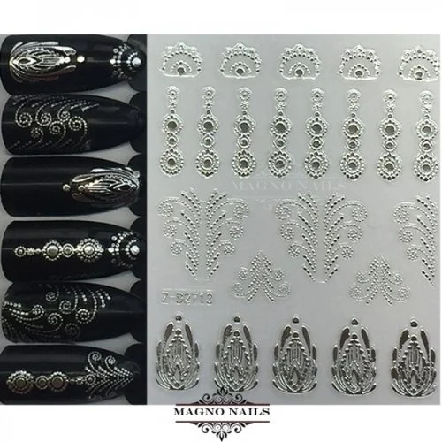 3D Metallic Nail Sticker - silber Seblstklebende Aufkleber Nagelsticker Nagelaufkleber