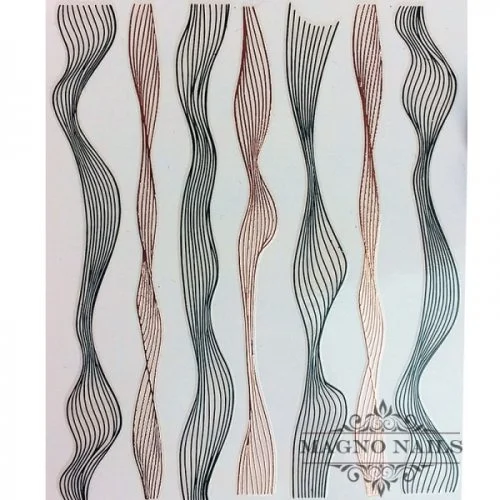 3D Nail Sticker - Welle schwarz - rosegold Seblstklebende Aufkleber Nagelsticker Nagelaufkleber