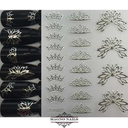 3D Metallic Nail Sticker  - silber Seblstklebende Aufkleber Nagelsticker Nagelaufkleber