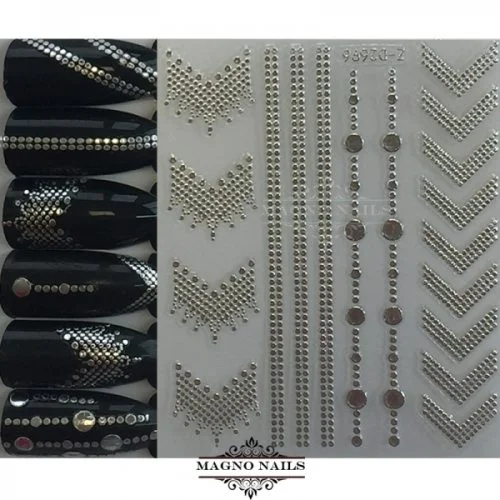 3D Metallic Nail Sticker - silber Seblstklebende Aufkleber Nagelsticker Nagelaufkleber