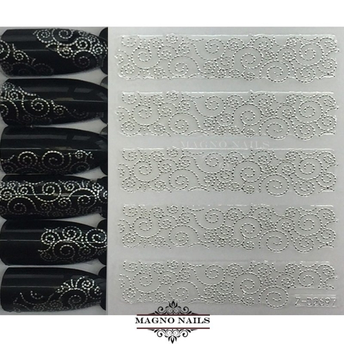3D Metallic Nail Sticker  - silber Seblstklebende Aufkleber Nagelsticker Nagelaufkleber