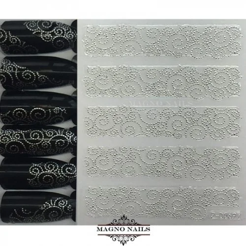 3D Metallic Nail Sticker - silber Seblstklebende Aufkleber Nagelsticker Nagelaufkleber