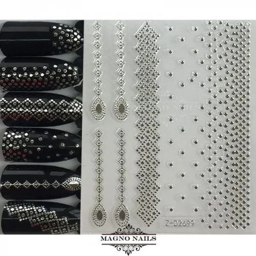 3D Metallic Nail Sticker - silber Seblstklebende Aufkleber Nagelsticker Nagelaufkleber