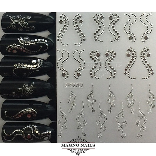 3D Metallic Nail Sticker  - silber Seblstklebende Aufkleber Nagelsticker Nagelaufkleber