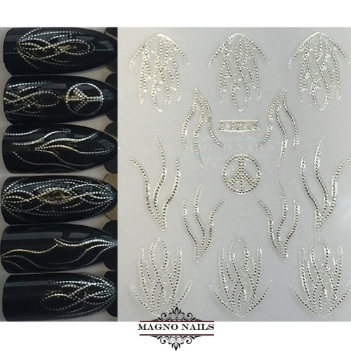 3D Metallic Nail Sticker  - silber Seblstklebende Aufkleber Nagelsticker Nagelaufkleber