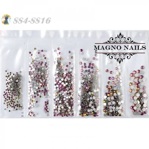 Glas Strasssteine rund - Pink AB Nail Art Nails Nagel Nögel Nailart