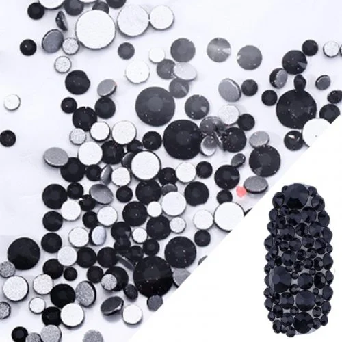 Glas Strasssteine mix rund - Black Nail Art Nails Nagel Nögel Nailart