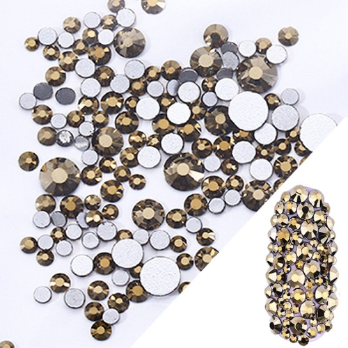 Glas Strasssteine mix rund -  Gold Nail Art Nails Nagel Nögel Nailart