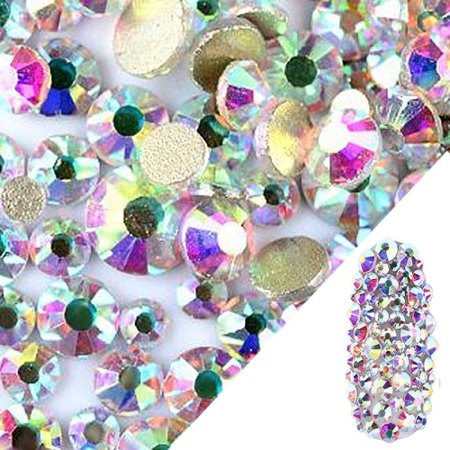 Glas Strasssteine mix rund -  Crystal AB Nail Art Nails Nagel Nögel Nailart