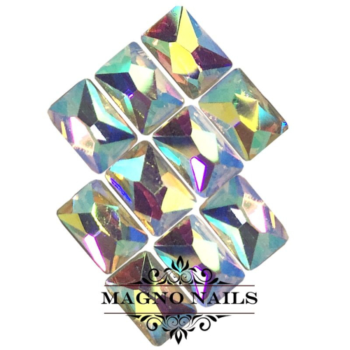 Overlay -  Glas Strasssteine - Rechteck 4 x 6mm - Crystal AB Nageldesign Nägel Schmuck Nails 