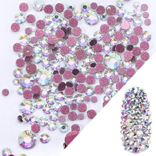 Glas Strasssteine mix rund -  Crystal AB Nail Art Nails Nagel Nögel Nailart