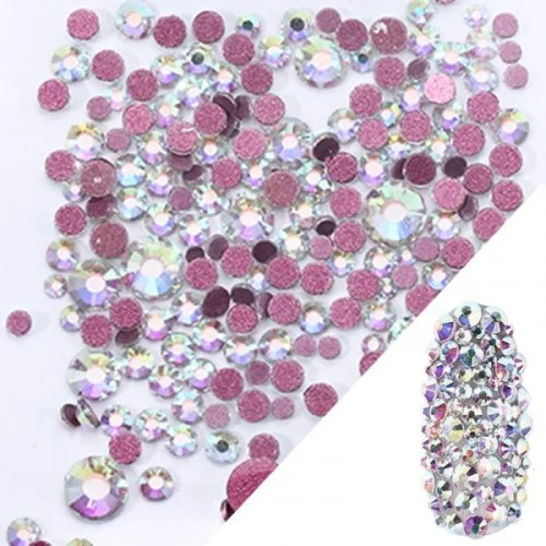 Glas Strasssteine mix rund - Crystal AB Nail Art Nails Nagel Nögel Nailart