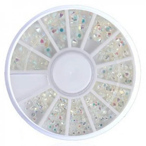 Strasssteine rund in einem Rondell - Pearl AB Nageldesign Nägel Nails Nagelstudio Einleger Nailart