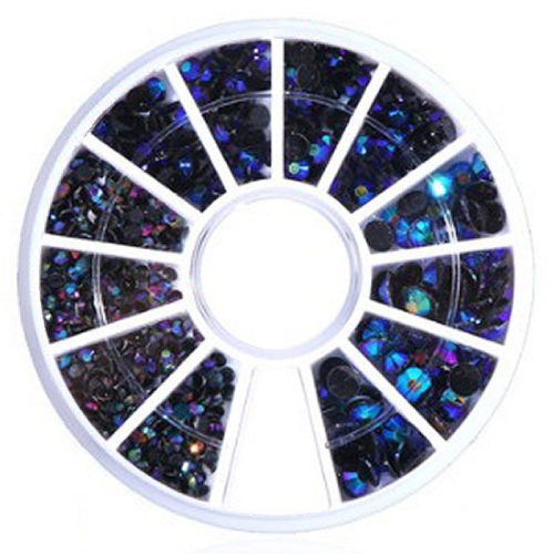 Strasssteine rund in einem Rondell -  schwarz-blau Nageldesign Nägel Nails Nagelstudio Einleger Nailart