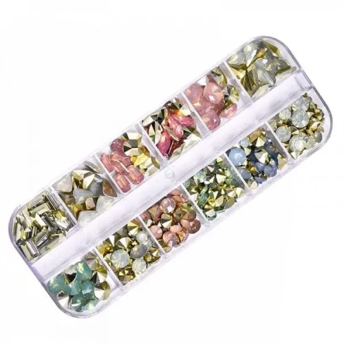3D - Einlegemotive Set - Strasssteine bunt Nail Art Nailart Schmuck