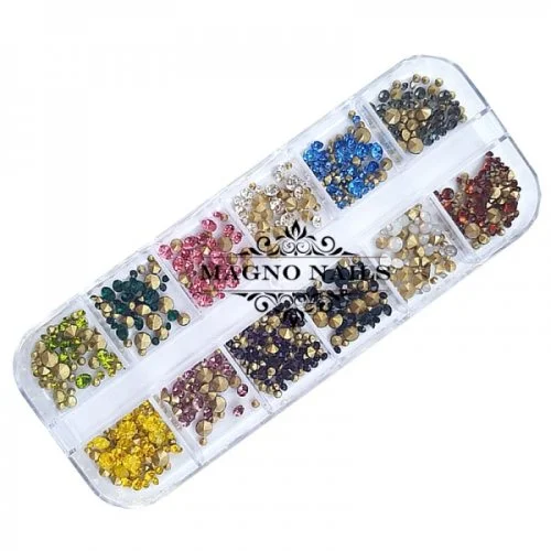 3D - Einlegemotive Set - Strasssteine bunt Nail Art Nailart Schmuck