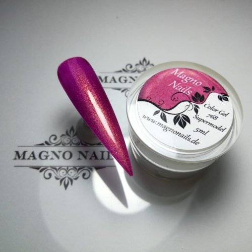 Preview: Pink Gold Metallic Perl Pearl UV Gel aufgetragen deckend