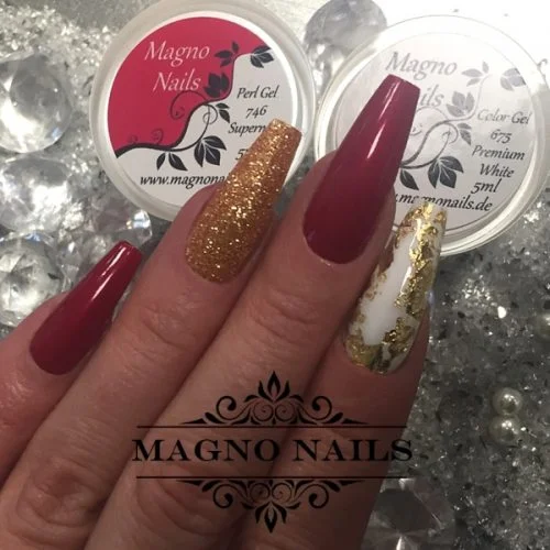 Rot Gold Nägel mit Folie - Herbstnägel