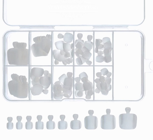 Preview: 100 x Fußnägel Tips klar in einer Box