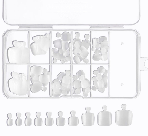 Preview: 100 x Fußnägel Tips natur in einer Box