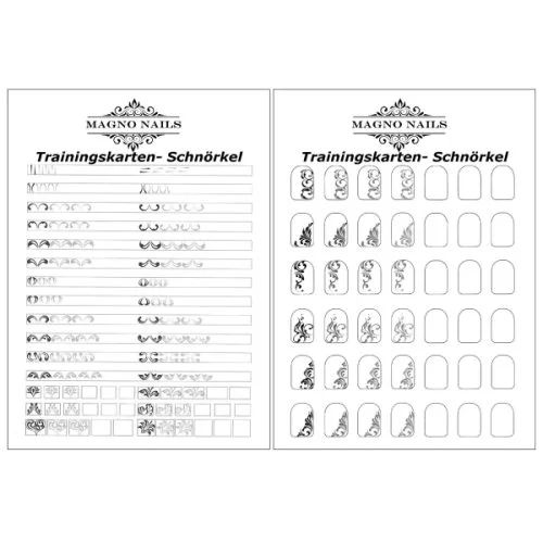 Nail Art Schnörkel Trainingskarte / Übungsbogen