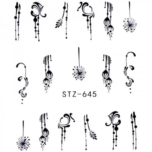 Water Transfer Sticker schwarz Blumen