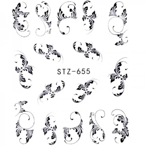 Water Transfer Sticker schwarz Schnörkel