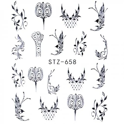 Water Transfer Sticker schwarz Schnörkel 